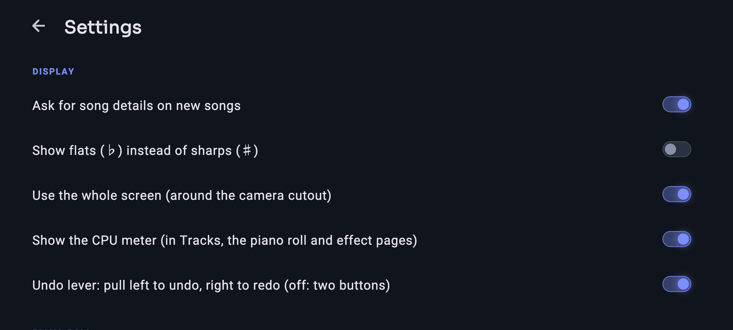 Settings, with optional add-ons and About.
